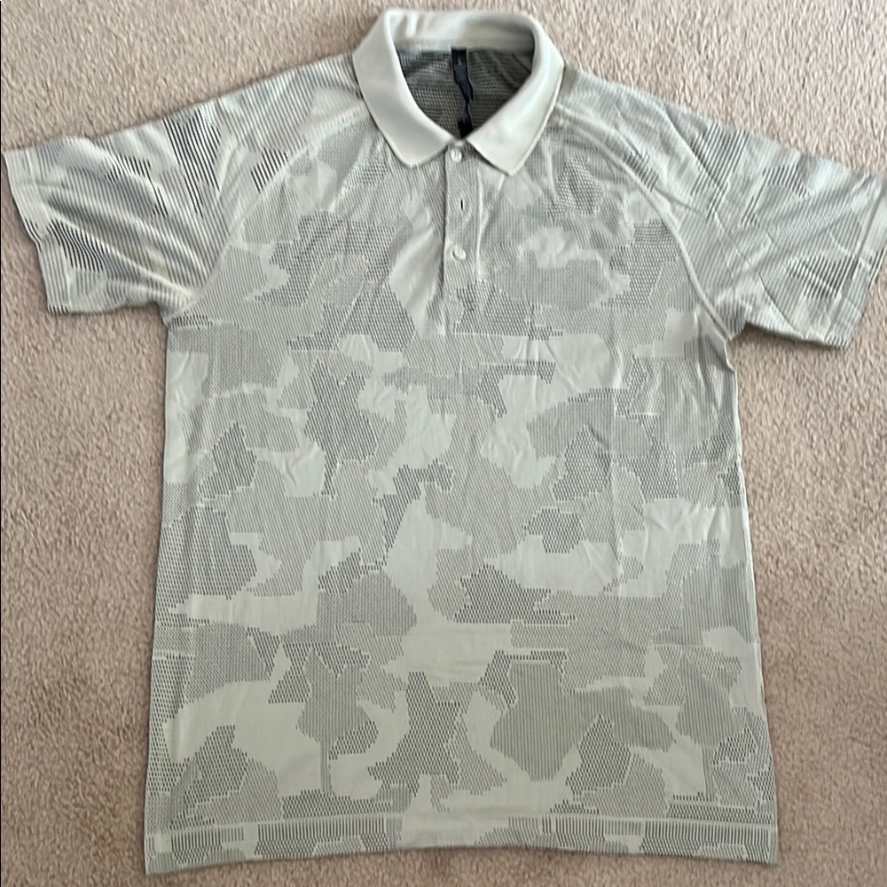 Lululemon Athletica Gray and White Polo Shirt with Camouflage Pattern